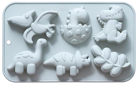 Dinosaurier-Schokoladenformen zum Selbermachen, 6 Mulden, niedliche verschiedene Dinosaurier-Silikonformen, gummierte Dinosaurier-Form für Dessert, Mousse, Gebäck, Cupcake-Topper,