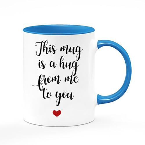 Giftme This Mug is a Hug from me to You, Inside Coloured Mug, Ceramic Coffee, Tea Mug. (Blue)