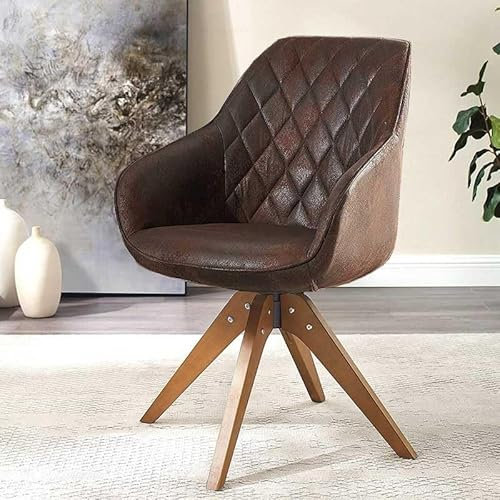 Shally Dogan Chaise de Bureau avec Base en Bois Rotatif et revêtement en Tissu, Fauteuil de Salle à Manger avec Assise Ergonomique et Rembourrage Haute densité, idéale pour Salon, Chambre, Studio