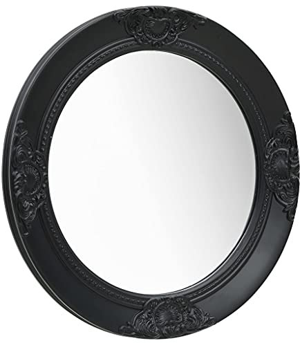 Sufrk Espejo de Pared Estilo Barroco Negro Espejo Pared Decorativo Espejo Recibidor Espejos De Ventana 50 cm