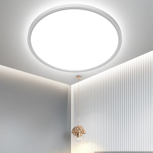OTREN LED Deckenleuchte Flach, 4000K Rund Badlampe Deckenlampen, 1800LM Modern Panel Lampe für Badezimmer Wohnzimmer Schlafzimmer Badezimmer, IP44, Ø23CM
