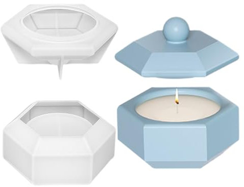 Kerzenhalter Form Teelichthalter Form | Sechseckige Teelichthalter Form - Epoxid-Silikonformen mit Deckel, für , Aufbewahrungsbox, Windlicht, Kerzenhalter, Po