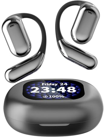 Auriculares externos abiertos sobre la oreja con pantalla táctil exterior exterior fuera de oído abierto, auriculares inalámbricos Bluetooth de conducción ósea, auriculares táctiles sobre la oreja
