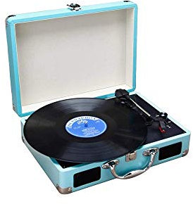 CNBYDK Giradischi Vintage, Giradischi Giradischi in Vinile Giradischi a 3 velocità con Altoparlante Stereo Giradischi Portatile con Trasmissione a Cinghia Valigia Grammofono