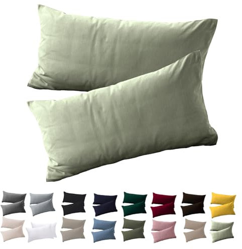Soifox Kissenbezug 30x50 2er Set - Salbeigrün kopfkissenbezug Für Kissen 30 x 50 cm 100% Mikrofaser Resistent und Hypoallergen Kissenbezüge mit Reißverschluss