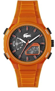 Lacoste Analoge-Digitale Multifunktions-Quarzuhr für Herren Kollektion LC33 mit Oranges Silikonarmband - 2011369