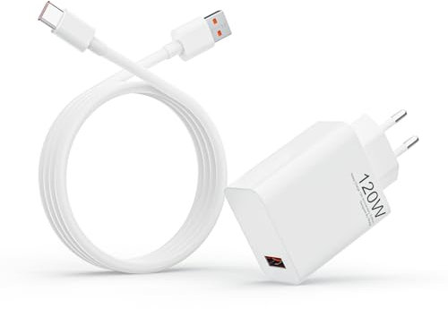 120W Cargador Rápido Xiaomi con Cable USB C de 2m, Adaptador de Cargador Turbo para Xiaomi 14 Ultra 13T Pro 13 Ultra 12T Pro 12 Pro 11T Pro Redmi Note 13 12 11S 10 Pro Mi 11 Ultra 11i Poco X6 M6 Pro