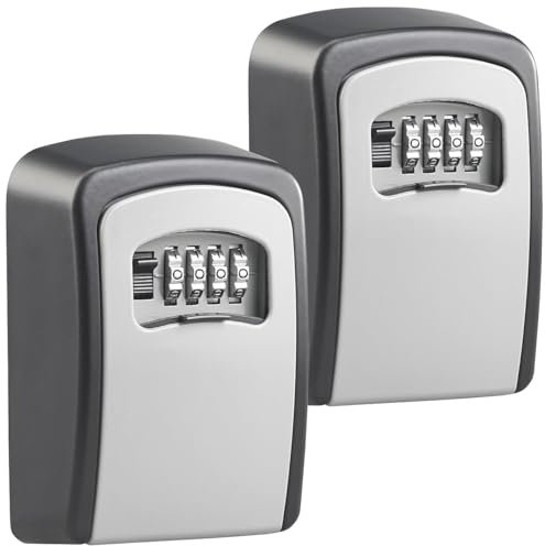 Xcase Schlüsselsafe aussen: 2er-Set Mini-Schlüssel-Safe zur Wandmontage, Zahlenschloss (Schlüsselsafe Zahlenschloss, Schlüsseltresor mit Code, Schloss)