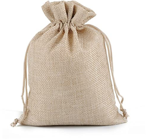Beaupretty Jutebeutel mit Kordelzug Jutesäckchen Schmuckbeutel Atmungsaktive Tasche für Weihnachten Festlich Beige