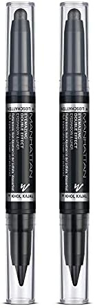 Manhattan Eyemazing Double Effect Eyeshadow & Liner – Schwarz 2-in-1-Lidschatten- und Eyeliner-Stift – Farbe 001 In The Black – 1 x 0,7 g & 1 x 0,9 g (Packung mit 2)