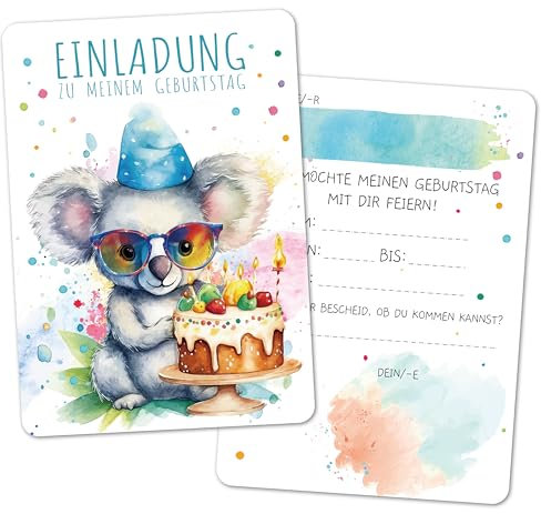 BIROYAL 13x Tier Einladungskarten Kindergeburtstag Mädchen Junge mit Umschläge - Geburtstagseinladungen Mädchen - Einladungskarten Geburtstag Kinder 105x148mm - Geburtstagsfeier Partyeinladungen