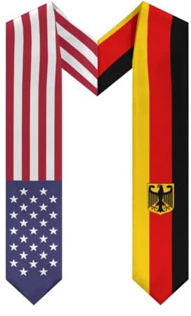 FAGIUCHI Schal mit Deutschland-Mix mit Flagge der Vereinigten Staaten, Schärpe, Stola, V-Ausschnitt, internationale Studien-Fans, Nationalstolz, Prost, Schwarz , Einheitsgröße