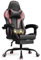 Devoko Massage Gaming Stuhl, Bürostuhl mit Fußstütze und Massage-Lendenkissen, Gamer Stuhl mit Kopfstütze, Ergonomisch Gaming PC Stuhl 150 kg Belastbarkeit (Rosa)