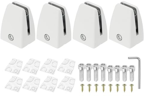 PATIKIL 43x32x60mm Schreibtisch-Trennwandstützklemme, 4 Stück Trennwand Halterung für Büro- und Heimschreibtisch, Weiß