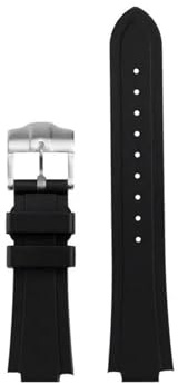 GNUFOPI Kompatibel mit Tudor Pelagos 25500 25600, wasserdichtem Gummi-Armband, 22–12 mm, konvex, weiches Silikon-Uhrenarmband, Herren-Stahlschnalle, Zubehör(Black Silver pin)