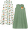 Chilsuessy 2er Pack Sommerschlafsack Baby Schlafsack Kleine Kinder Schlafanzug ohne Ärmel für Sommer und Frühling 100% Baumwolle, Grün + Wald, 110/Baby Höhe 110-125cm