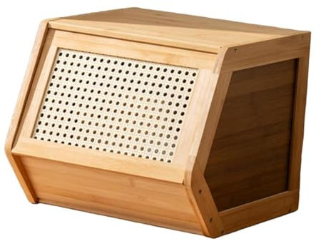 DimyFew Armoire de rangement en bambou pour bureau avec compartiments, Bois 35cmx30cmx31cm