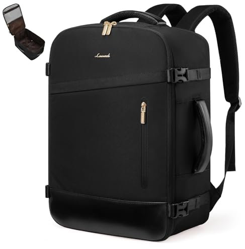 LOVEVOOK Ryanair Handgepäck 40x20x25, 20L Travel Handgepäck Rucksack für Damen und Herren, Erweiterbares Design, Ryanair Rucksack, Reiserucksack Cabin Bag für Eurowings, Wizz Air - Schwarz