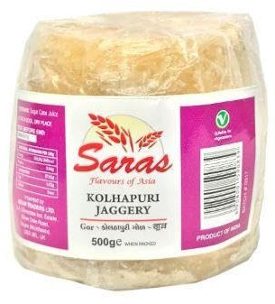 Saras Jaggery 500g (Pack of 2) – 100% Pure & Natural, Unrefined Traditional Sweetener, Ideal for Cooking, Baking, and Beverages, Chemical-Free, Gluten-Free
