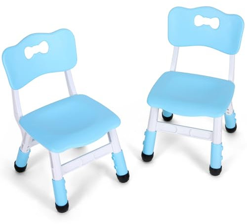 2PCS Kinderstuhl Plastik,Packung mit 2 Stühlen,Kinder Schreibtischstuhl Höhenverstellbar,Kinderstühle mit Rückenlehne bis 100KG, Kinder Stuhl ab 2 Jahr, für Kinderzimmer Schule Kindertagespflege,Blau