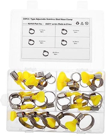 GLEAVI 25stücke Schlauch Klemm Aus Edelstahl Für Gasschlauch Rohrklemmen Zur Befestigung Von Kabeln Schläuchen Und Kraftstoffleitungen Im Haushalt Und Industrie