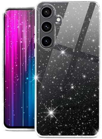 moex Sparky Case für Samsung Galaxy S24 FE Hülle mit Glitzer Effekt aus Silikon, durchsichtige Handyhülle dünn und weich, Schutzhülle transparent glitzernd Design Cover, Klar