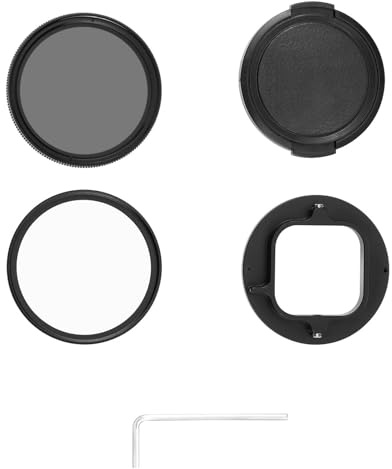 Uqezagpa 52mm Objektiv Filter ND2-ND400 Einstellbarer Graufilter für 12/11/10/9 schwarz mit Adapter und Objektiv