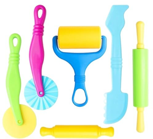6-Teiliges Knete Zubehör Set,Knetwerkzeug,Knetzubehör,Robusten Knetwerkzeugen,Knetzubehör Ab 2 Jahre,Kinderknete Play-Doh Zubehör,Inklusive Plastilin Werkzeuge,Knete Spielzeug für Küchenspielzeug