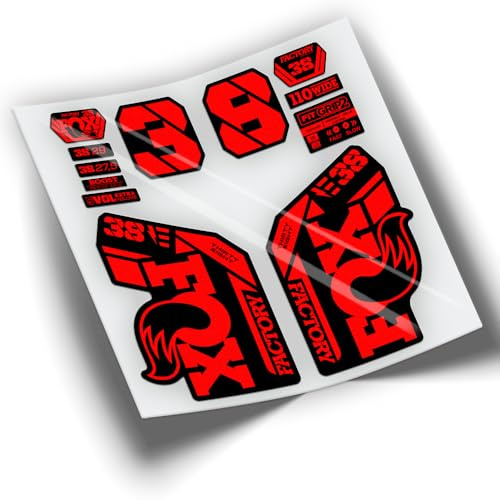 REF:VP437 Autocollants compatibles avec fourche FOX 38 EBIKE KASHIMA 2021-2025 VTT, stickers, adhésifs, vinyles pour vélos de montagne. (ROUGE FLUO)