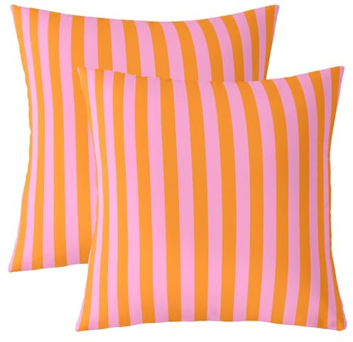 Homemissing Kinder Rosa Orange Kissenbezüge 50x50cm Abstrakt Sofakissen Couchkissen für Jungen Mädchen Teenager Schlafzimmer Dekor Streifen Kissenhülle weiche Frauen Männer Geometrische