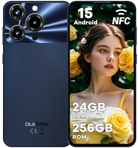 OUKITEL C69 Smartphone Android 15-7.2 HD+ 120Hz Grande Schermo, 24GB RAM+256GB ROM TF/1TB Telefono Cellulare 6000mAh, 64MP+8MP Cellulari e Smartphone 4G Dual SIM/Fingerprint/Face ID/NFC/OTG, Nero