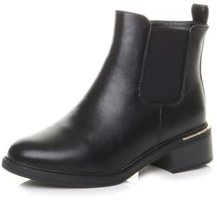 AJVANI Womens ladies flat low heel stretchy gusset chelsea ankle boots size 4 37