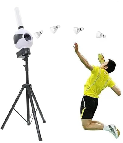 QIeCny Automatische Badminton-Aufschlagmaschine, Federballwerfer (Fernbedienung), Fassungsvermögen 50 Bälle, Einstellbar: Aufschlagstärke + -Frequenz, Spot Drop/Geschwindigkeitstraining