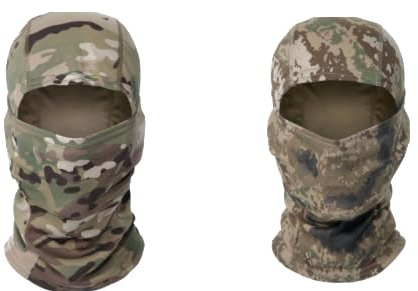 NIYATA 2PCS Balaclava Windproof Ski Mask Face Cover | Camouflage Full Face Neck Cover Lightweight Breathable Camo Hood Snood for Airsoft,Military,Cycling,Skiing,Hunting,Outdoor