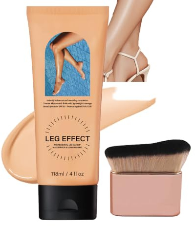 Baorder Fond de teint pour les jambes SPF 30 avec pinceau | waterproof et sans transfert, maquillage pour camoufler les tatouages et les cicatrices sur les jambes et le corps
