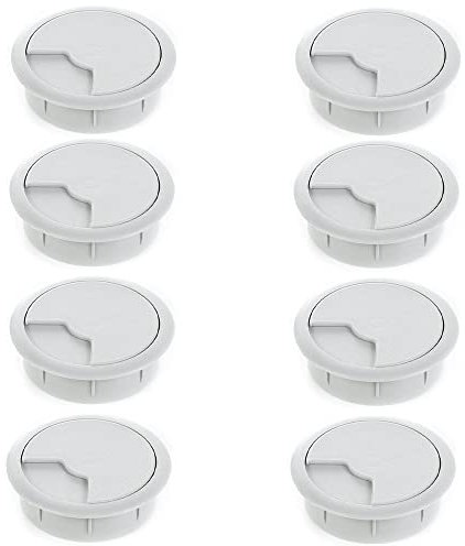 sossai® Kabeldurchführung KDM2 (8 Stück) | Kabeldurchlass/Schreibtischkanal für Schreibtische, Büro & Arbeitsplatten | Farbe: Grau | Durchmesser: 80 mm | Material: Kunststoff