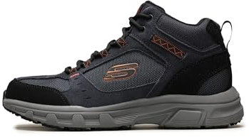 Skechers OAK CANYON IRONHIDE, Zapatillas altas para Hombre, Navy Suede/Mesh/Pu/Orange Trim, 41 EU
