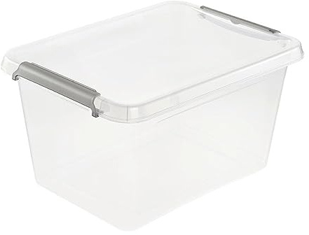 keeeper Aufbewahrungs-/Clipbox lara, 15,5 l, 39 x 29 x 21, Modular stapelbar, Clipdeckel zum Verschließen, Transparent