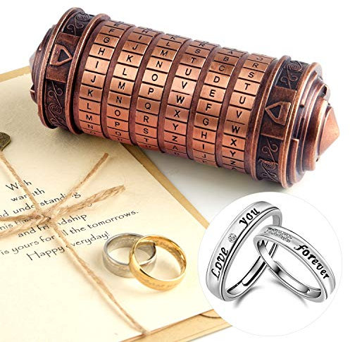 Tuparka 5 Piezas Da Vinci código Mini criptex San Valentín Interesante Creativo Regalos de cumpleaños románticos para Ella Color Rojo Bronce