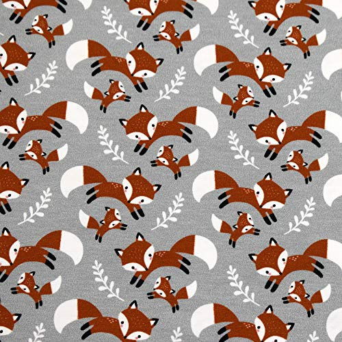MAGAM-Stoffe Fuchs-Mich Jersey Kinder Stoff Oeko-Tex Meterware 50cm (grau)