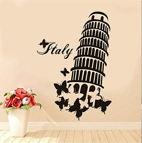 Italien Schiefe Turm Wandaufkleber Schmetterlinge Vinyl Kunst Wandbild Kleber Raumzubehör Wohnkultur 43X80Cm