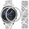 DEALELE Bracelet compatible avec montre Samsung Gear S3 Frontier/Classic/Galaxy Watch 46 mm, 22 mm, en métal et acier avec strass et lunette pour homme et femme, argenté