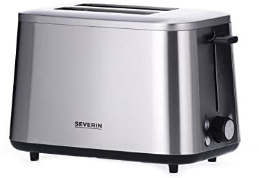 SEVERIN Turbo Toaster, Toaster mit Brötchenaufsatz, Edelstahl Toaster für 50%* schneller gebräuntes Toast dank 1600 W Leistung, Edelstahl-gebürstet/schwarz, AT 2513