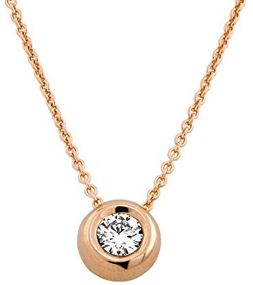 Stella-Jewellery 585er Gold Collier mit Diamant 0,25ct. Anhänger Kette Solitär Brillant Zargenfassung Rotgold
