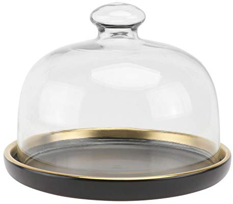 Angoily 1 set cupola di con base in ceramica Cloche campana vaso torta display centrotavola per dessert formaggio fro cucina nero