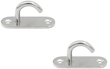 2 x M5 Edelstahl-Deckenhaken, ovale offene Haken, Polster, Ösenplatte, Anker, strapazierfähige Wandhalterung, Haken zum Aufhängen von Lampen,Pflanzkörben,Decken,Ventilatorwerkzeug, Bootsdeck-Hardware