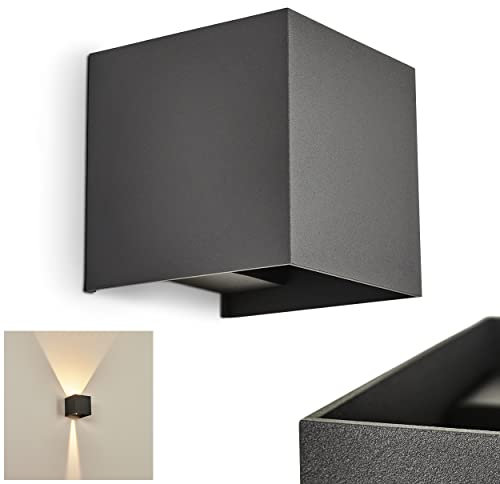 LED Außenwandleuchte Tamarin, Wandlampe aus Metall in Anthrazit, 6 Watt, 308 Lumen, Lichtfarbe 3000 Kelvin, Wandleuchte m. vertellbaren Lichteffekten, Leuchte für Terrasse/Hof/Haustür, IP44