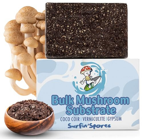 Surfin' Spores Substrat de champignon en vrac de qualité supérieure – Mélange mycologue expert de 2,3 kg de fibre de coco, vermiculite et gypse, pasteurisé et sans odeur, longue durée de vie, idéal