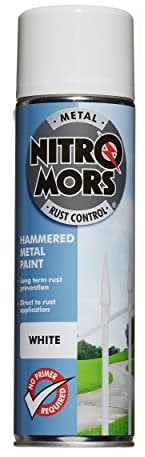Nitromors Anti-Rust Hammered Finish Metal Spray Paint, No Primer Required, White, 500 ml