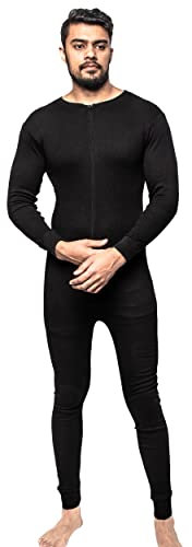 Thermo-Einteiler für Herren, mit Reißverschluss, warm, Größe S - 3XL, Schwarz , XL